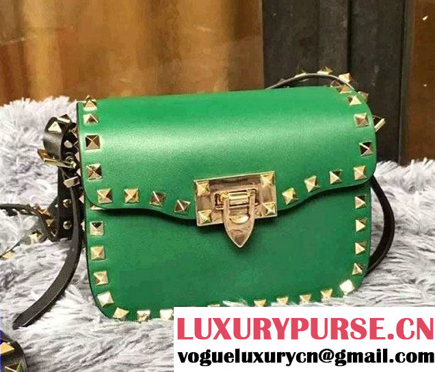 Valentino Rockstud Round Flap Shoulder Small Bag Green/Black 2015/2016