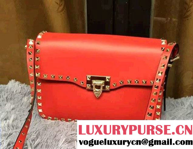 Valentino Rockstud Round Flap Shoulder Large Bag Cerise 2015/2016