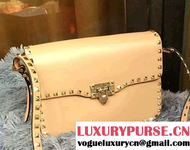 Valentino Rockstud Round Flap Shoulder Large Bag Apricot 2015/2016