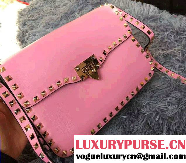 Valentino Rockstud Round Flap Shoulder Large Bag Pink 2015/2016