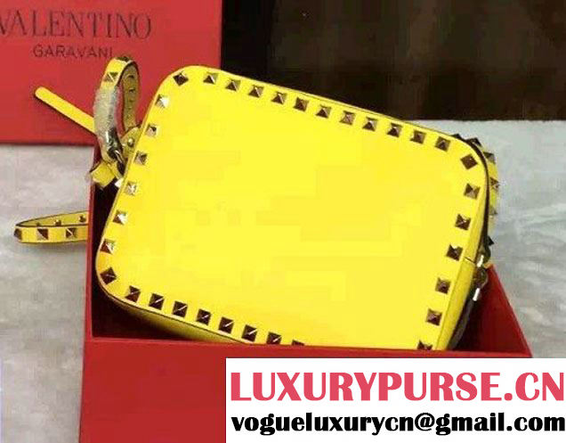 Valentino Rockstud Cross-body Camera Shoulder Bag Yellow