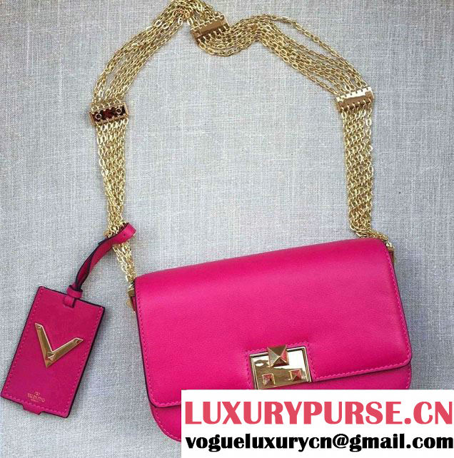 Valentino Rockstud Chain Shouler Bag Fushia Spring 2016