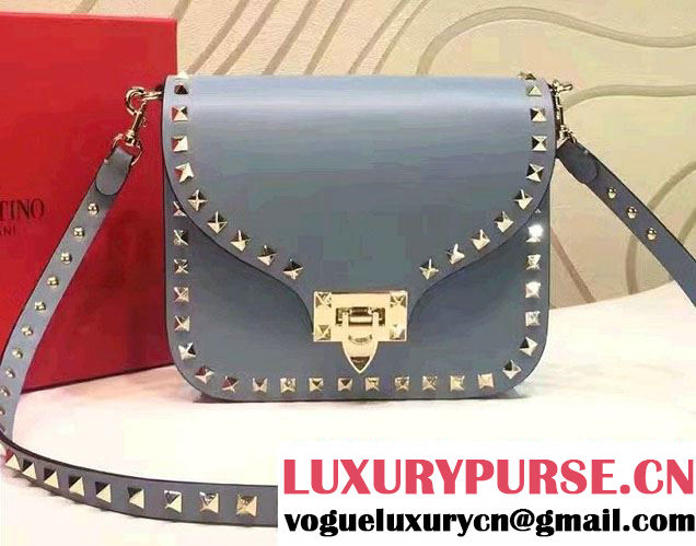 Valentino Guitar Rockstud Rolling Cross Body Bag 0124 Sky Blue 2016