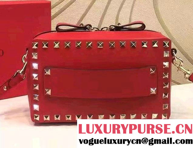 Valentino Guitar Rockstud Rolling Small Cross Body Bag 0127 Red 2016