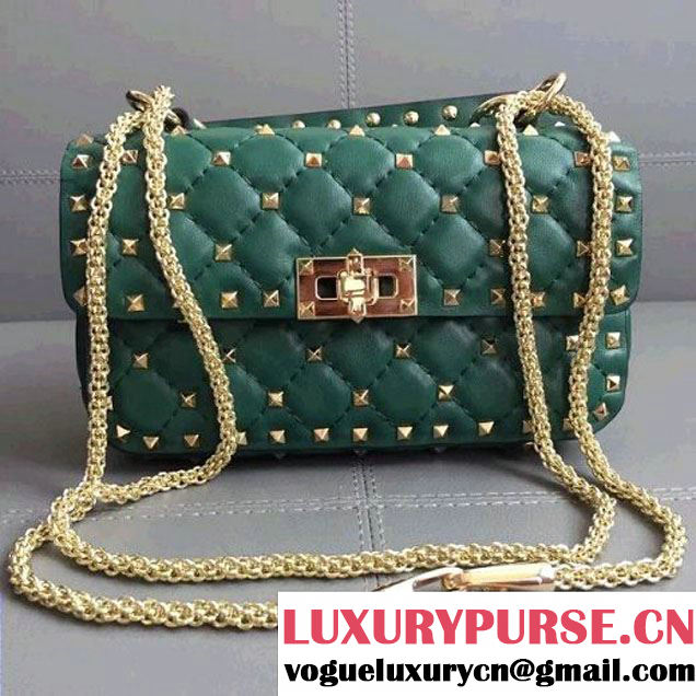 Valentino Garavani Rockstud Spike Small Chain Bag Green 2017 (JD-7102332 )