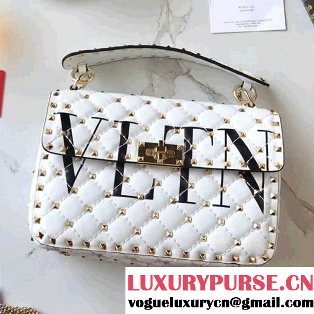 Valentino Printed Rockstud Medium Spike Bag White- Spring 2018 (B178-7112526 )