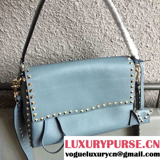 Valentino Calfskin Rockstud Crossbody Handle Bag Blue 2018 (JD-8010603 )