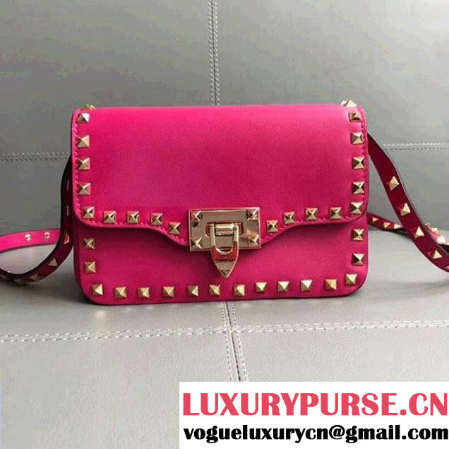 Valentino Calfskin Rockstud Cross Body Bag Rosy (JD-8022610 )