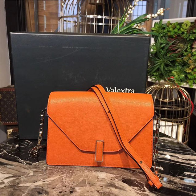 Valextra's Iside Shoulder Bag 22cm Calfskin Leather Fall Winter 2017 Collection Orange