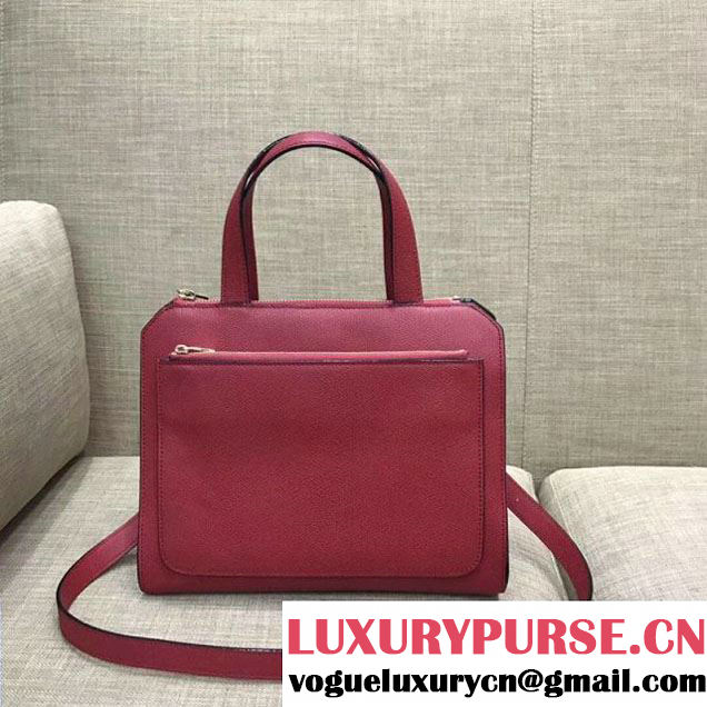 Valextra Passepartout Media Top Handle Bag in Grained Calfskin Red 2018 (1A021-7120623 )