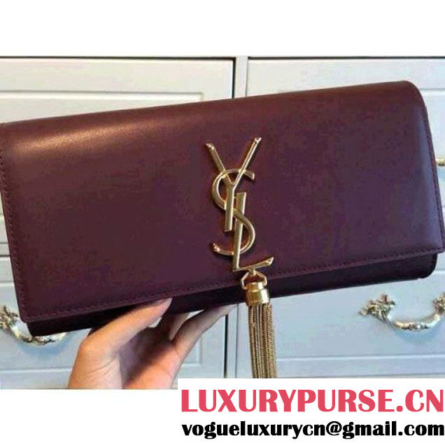 Saint Laurent Classic Monogramme Tassel Clutch Bag burgundy (no chain) (ysl1594 ) (ysl1594 )