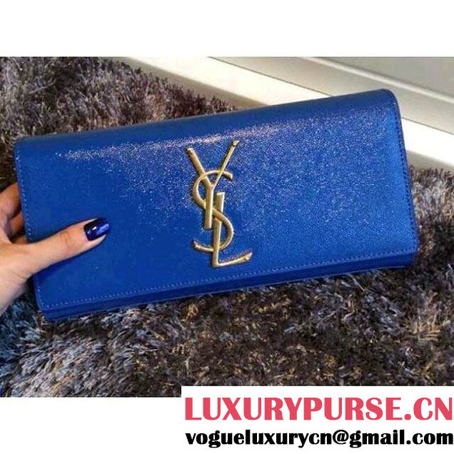 Saint Laurent caviar leather Classic Monogramme Clutch Bag blue (no chain) (ysl4560 ) (ysl4560 )