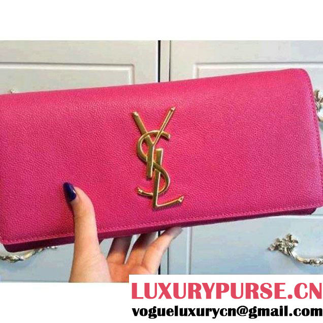 Saint Laurent caviar leather Classic Monogramme Clutch Bag fushia (no chain) (ysl2171 ) (ysl2171 )