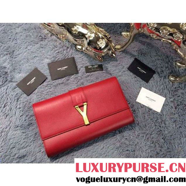 Saint Laurent Classic Y Clutch in Red Leather (JD-030935 )