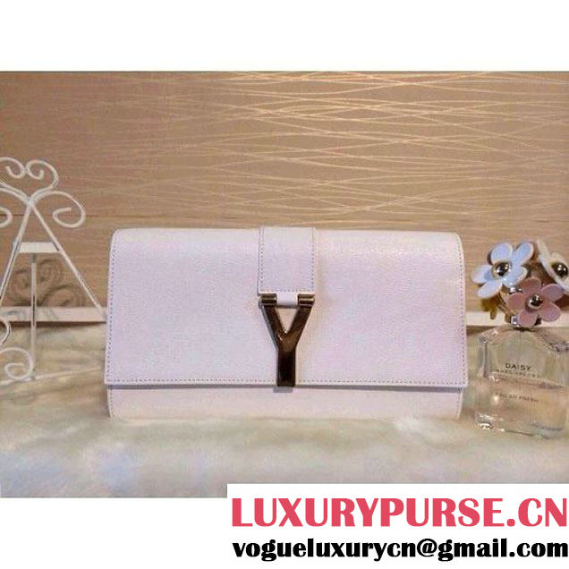 Saint Laurent Classic Y Clutch in Lizard Calfskin Leather White (JD-030922 )