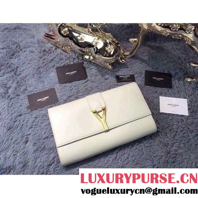 Saint Laurent Classic Y Clutch in White Leather (JD-030928 )