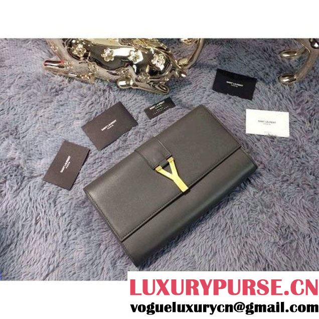 Saint Laurent Classic Y Clutch in Grey Leather (JD-030933 )