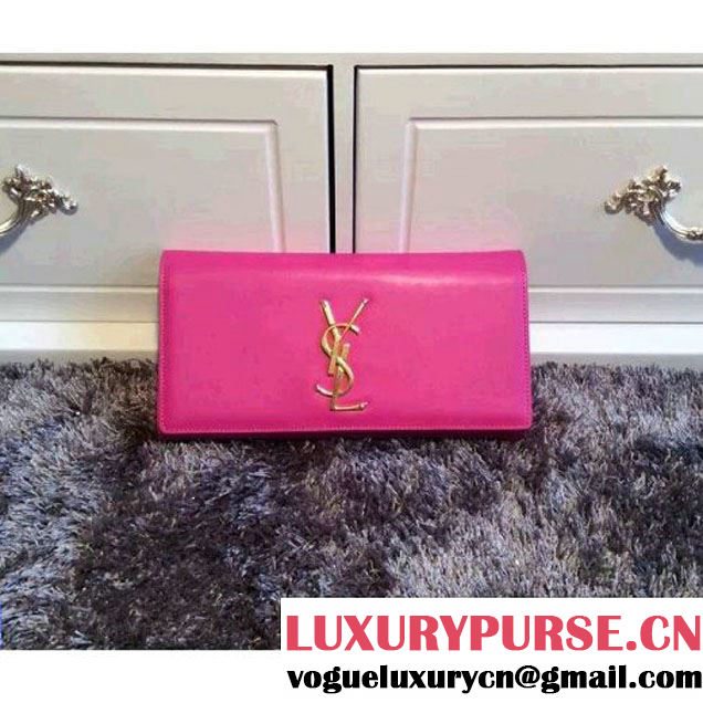 Saint Laurent Classic Monogram Clutch 326079 in Smooth Calfskin Leather Rosy (1a061-092632 )