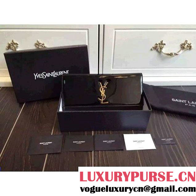 Saint Laurent Classic Monogram Clutch 326079 in Patent Leather Black (1a130-092670 )