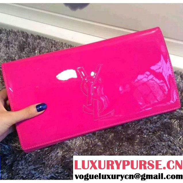 Saint Laurent Embossed Monogram Clutch 326079 in Patent Calfskin Leather Rosy (1a061-110535 )