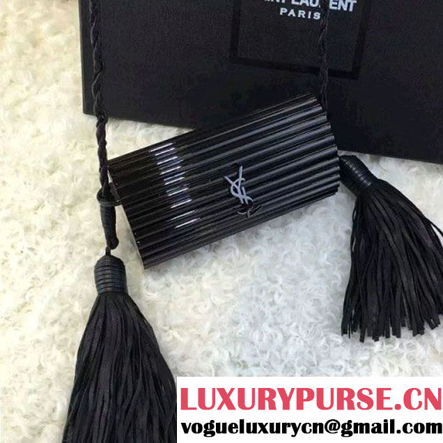 Saint Laurent Shiny Black Opium Plexiglass Tassel Minaudiere Bag (1A130-6062220 )