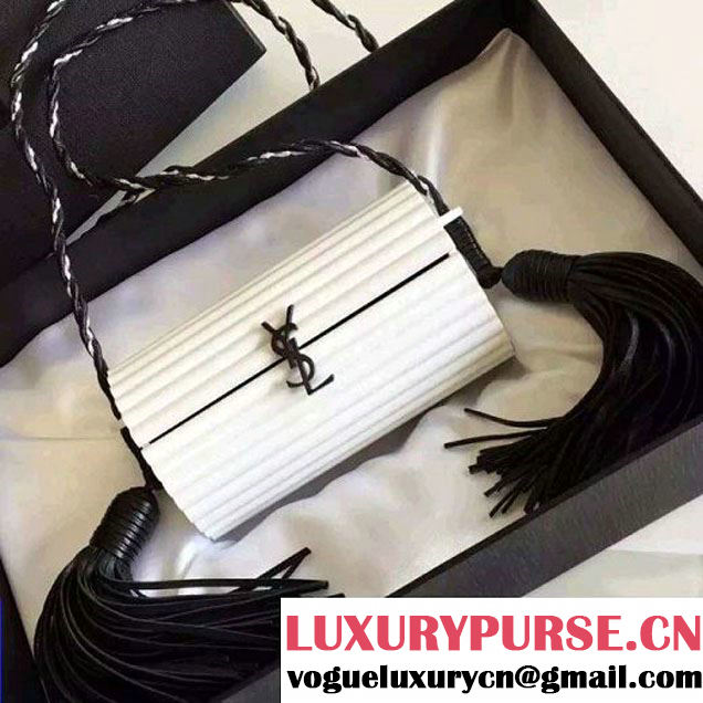 Saint Laurent Shiny White Opium Plexiglass Tassel Minaudiere Bag (1A130-6062406 )