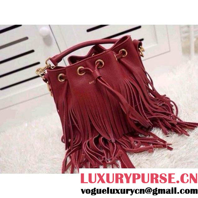 Saint Laurent burgundy Suede Leather Emmanuelle Bucket Bag (ysl2317 ) (ysl2317 )