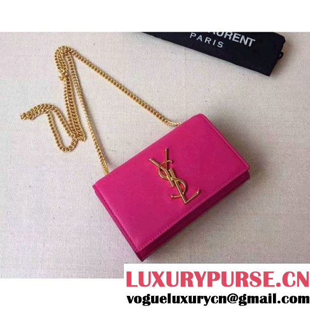 Saint Laurent Classic Small Monogram Saint Laurent Satchelc in Rosy Smooth Calfskin Leather 354121 (JD-062635 )