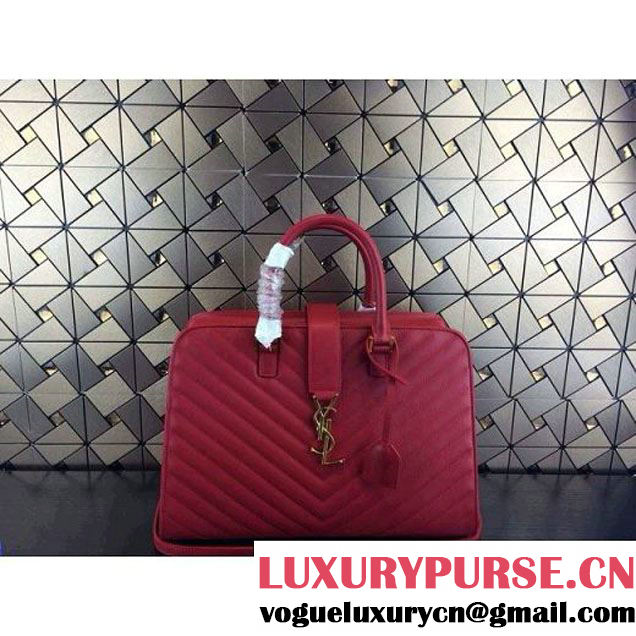 Saint Laurent Cabas Bag in Red Matelassé Leather (10004 ) (10004 )