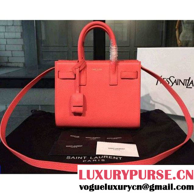 Saint Laurent Classic Nano SAC DE JOUR Bag in Hot Pink Grained Leather (1b043-031214 )