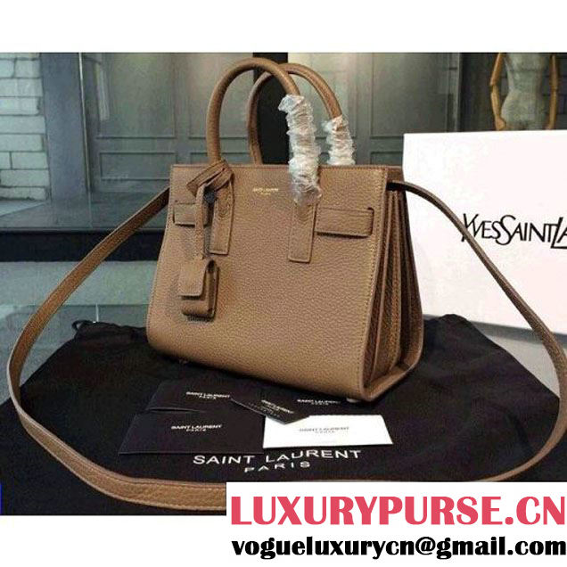 Saint Laurent Classic Nano SAC DE JOUR Bag in Brown Grained Leather (1b043-031216 )