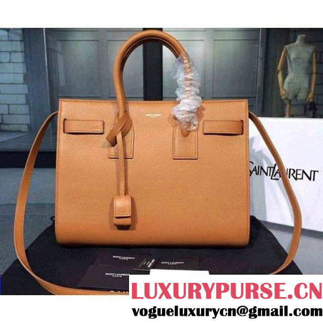 Saint Laurent Classic Small SAC DE JOUR Bag in Brown Grained Leather (1b043-031221 )