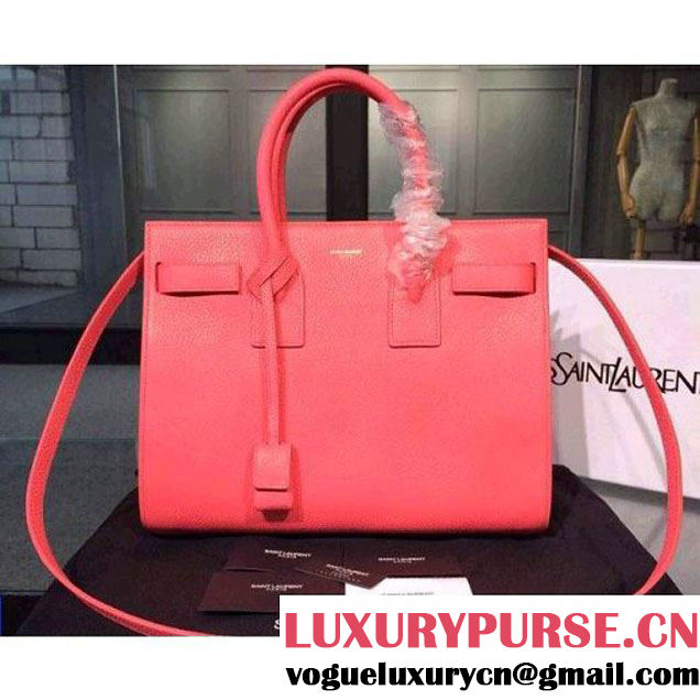 Saint Laurent Classic Small SAC DE JOUR Bag in Hot Pink Grained Leather (1b043-031222 )