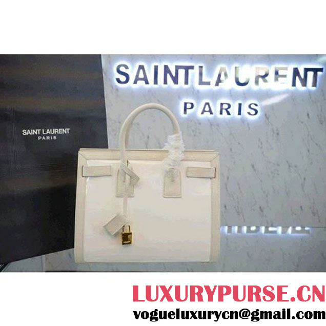 Saint Laurent Nano/Small SAC DE JOUR Bag in White Patent Leather (1c113-040803 )