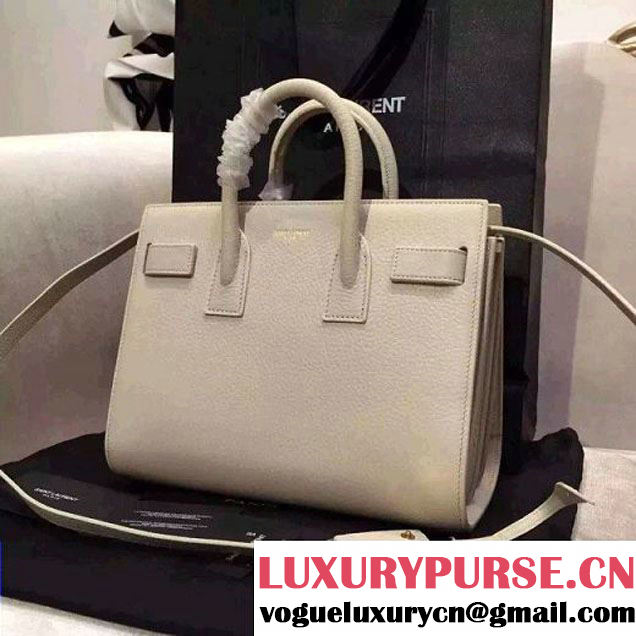 Saint Laurent Classic Baby Sac De Jour in White Grained Leather (JD-051206 )