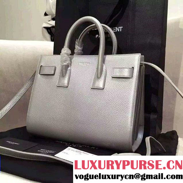 Saint Laurent Classic Baby Sac De Jour in Silver Grained Leather (JD-051202 )