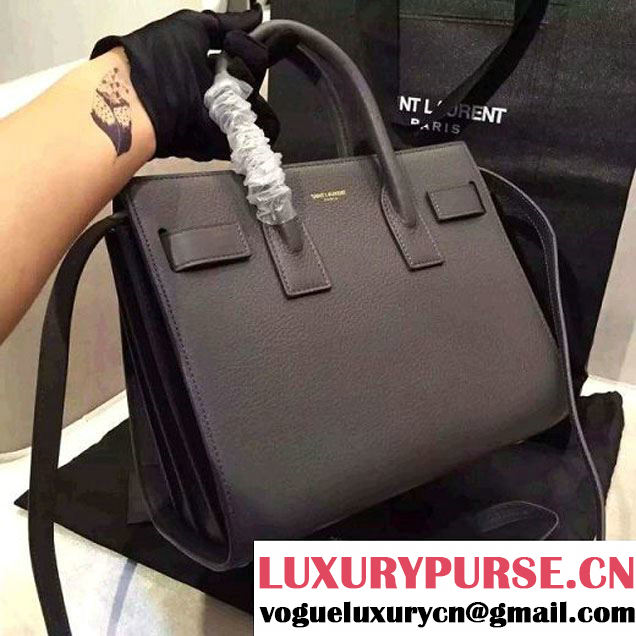 Saint Laurent Classic Baby Sac De Jour in Deep Grey Grained Leather (JD-051209 )