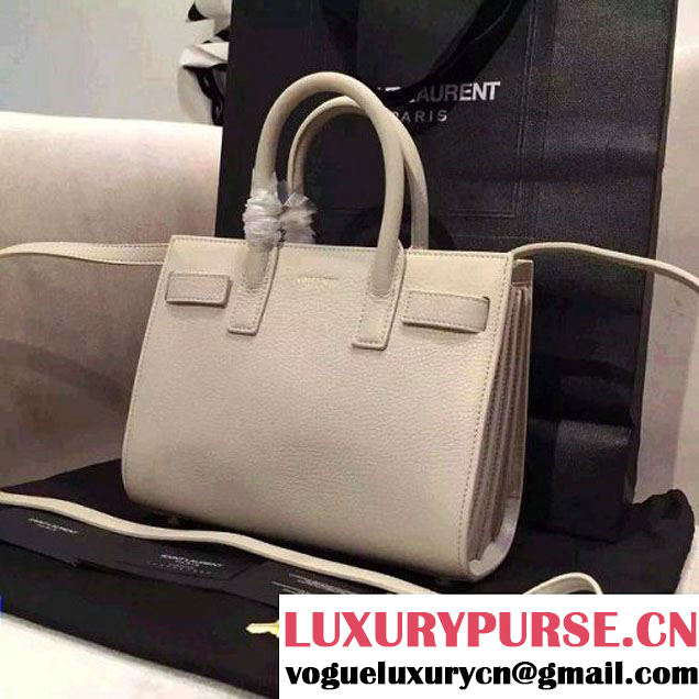 Saint Laurent Classic Nano SAC DE JOUR Bag in White Grained Leather (JD-051214 )