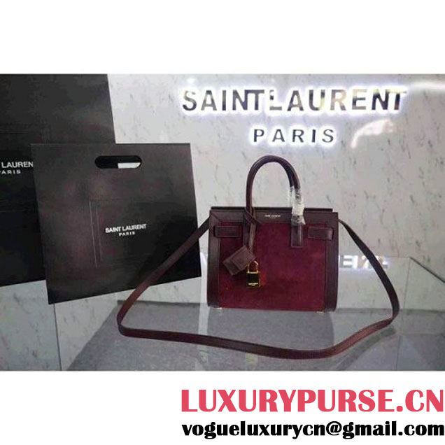 Saint Laurent Classic Nano Sac De Jour Bag in Red Suede and Calfskin (JD-051135 )