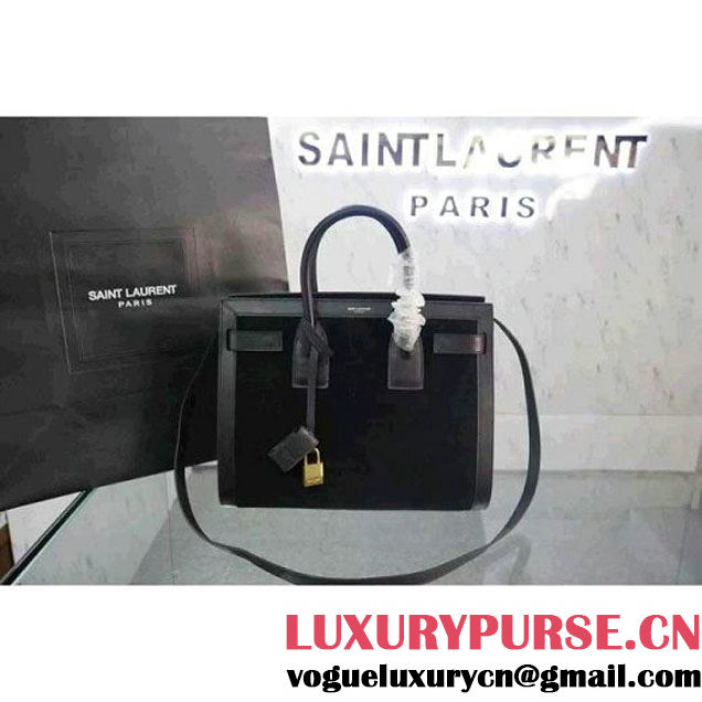 Saint Laurent Classic small Sac De Jour Bag in Black Calfskin and Suede (JD-051249 )