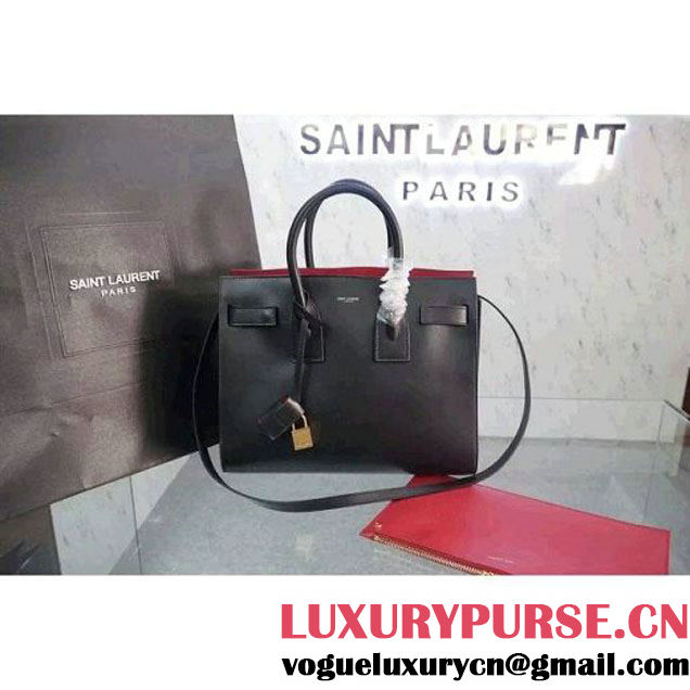 Saint Laurent Classic Small Sac De Jour Bag In Black/Red Leather (WMJ-061012 )