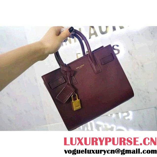 Saint Laurent Classic Nano Sac De Jour Bag In Burgundy Leather (WMJ-061404 )