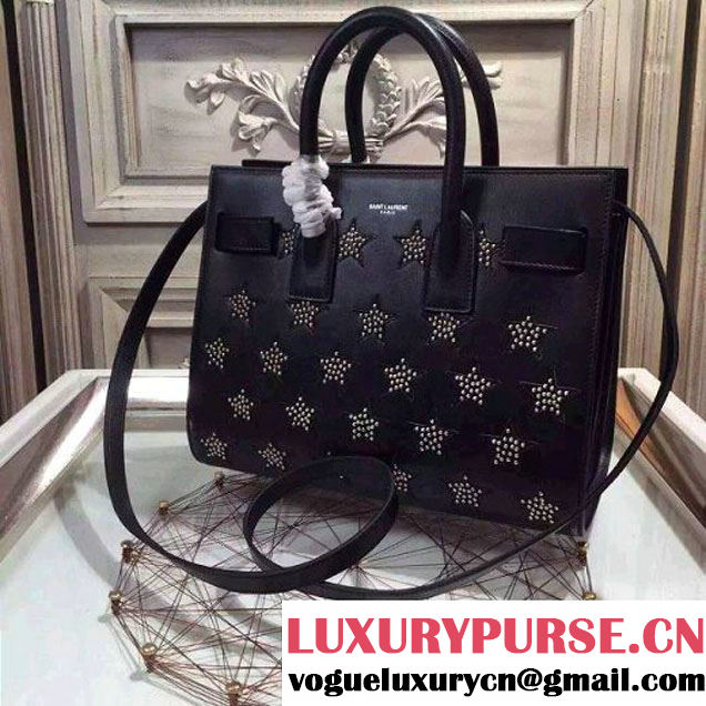 Saint Laurent Classic Baby Sac De Jour Bag in Calfskin Leather with Stars (1a130-092692 )