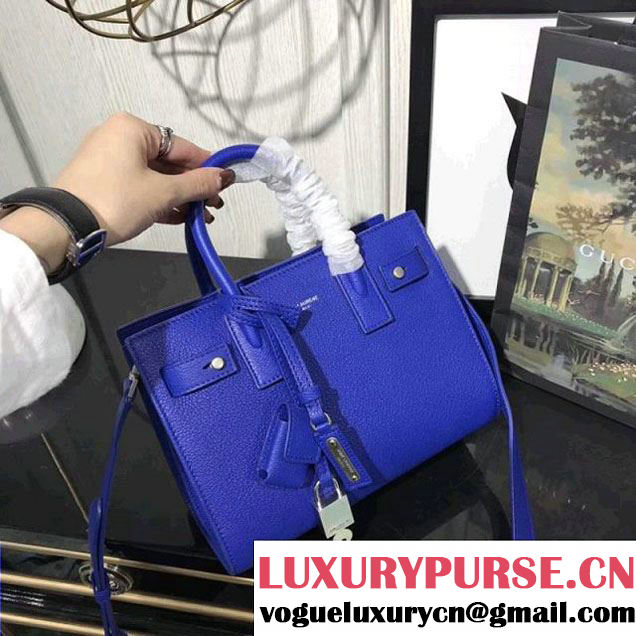 Saint Laurent 466283 Nano Sac De Jour Souple Bag in Grained Calfskin Royal Blue (1A130-8011733 )