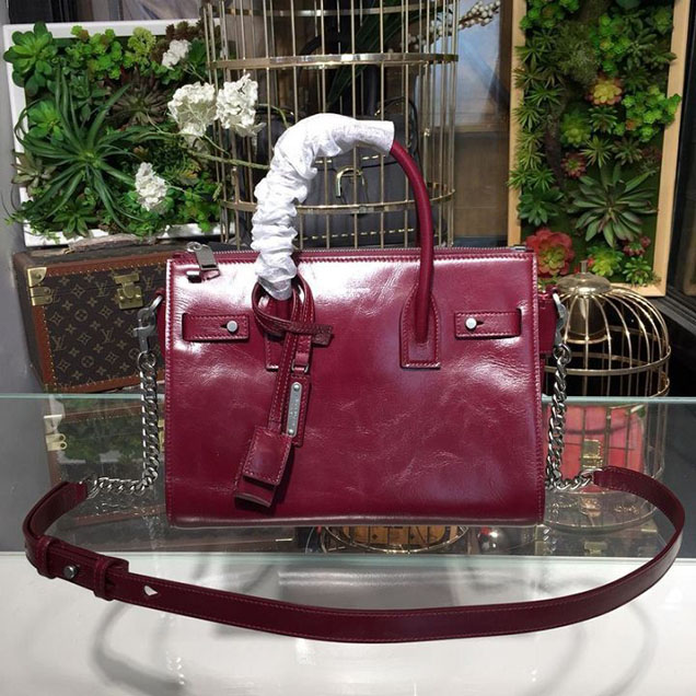 YSL Saint Laurent Sac de Jour Medium Leather Tote Bag 26cm Supple Calfskin Leather Spring Summer 2018 Collection Burgundy