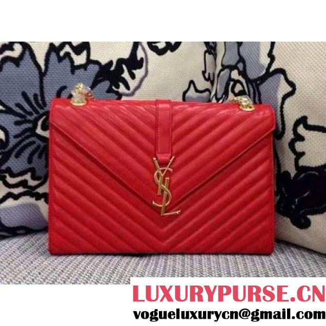 Saint Laurent Cassandre Chain-Strap Matelasse Shoulder Bag Red (6543r ) (6543r )