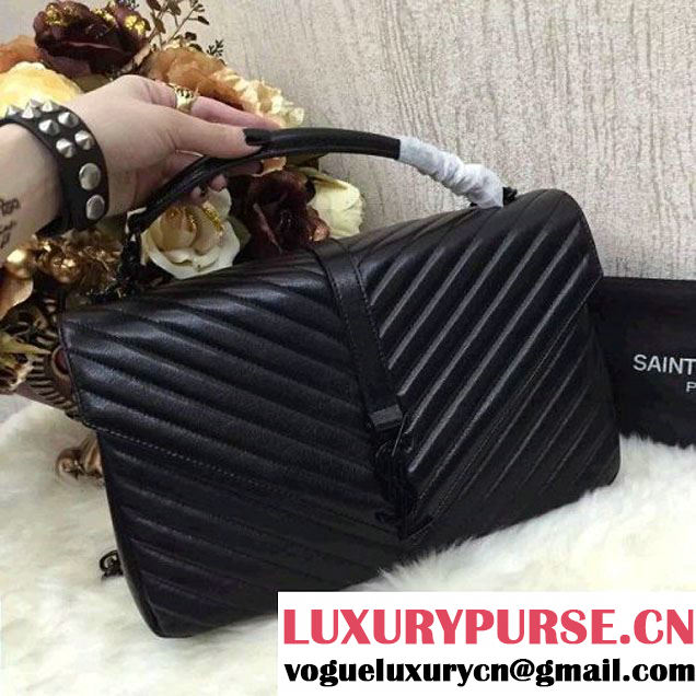 Saint Laurent 392738 Classic Large College Monogram Bag So Black Cruise 2016 (1a130-6051147 )