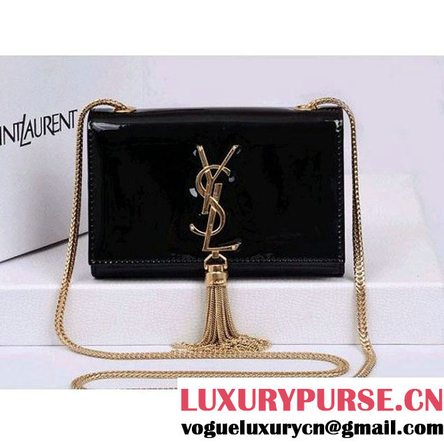 Saint Laurent Cassandre Small Tassel Crossbody Patent Leather Bag Black (YSL15986 ) (YSL15986 )