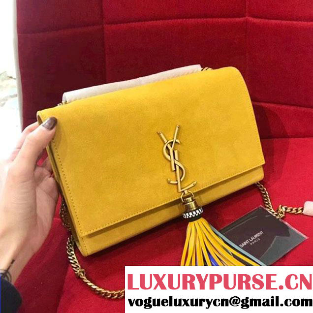 Saint Laurent Yellow Suede Leather Monogram Tassel Satchel 501518 2018 (1A130-8020107 )