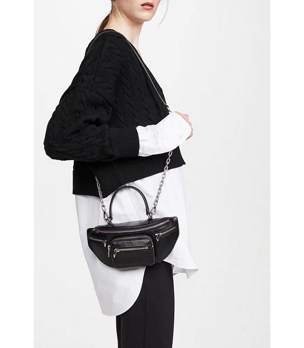 Alexander Wang Runway Attica Fanny Pack Black Original Plain Veins Calfskin 25cm Mini Satchel Bag